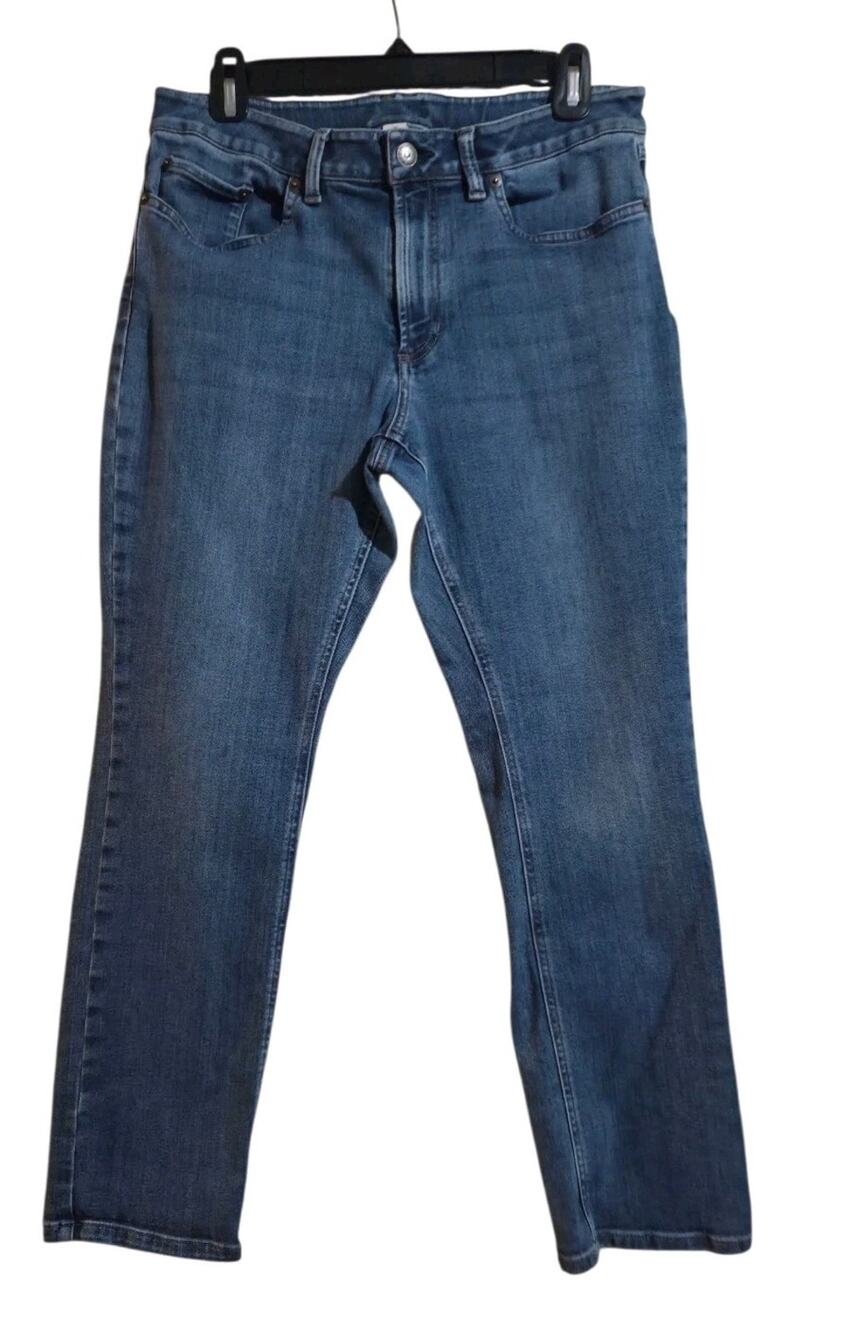 LL Bean Jeans Women’s 10 P Blue Bean Flex Straight Leg Fav Fit Denim Pants 31x27